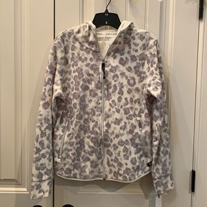 NWT CALVIN KLEIN PERFORMANCE Stretch Leopard Print Fleece Zip Hoodie L